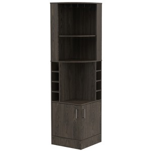 HomeRoots 71" Dark Brown Wood Corner Bar Cabinet With Two Doors - 1 of 4