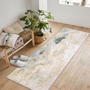Coolmee Washable Area Rugs for Living Room, Abstract Geometric Print Rug Non-Slip Stain Resistant Low Pile Floor Carpet for Bedroom - 1 of 4
