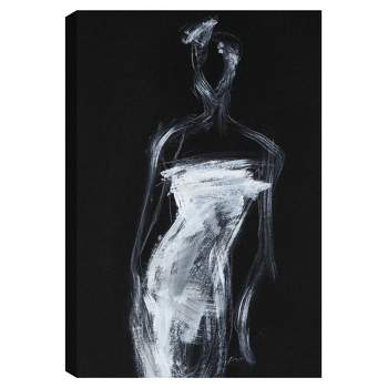 24"x36" Shawn Mackey's Fashion Contour, Unframed Canvas Art - Modern Black & White Silhouette Print for Home or Office