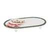 Ganz 12.0 Inch Green Beaded Edge Oval Riser Tray Distressed Rustic Decorative Trays And Platters - 3 of 3