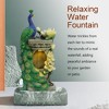 LuxenHome 31” Lighted Peacock Garden Water Feature Outdoor Fountain with Cascading Water and Floral Accents Multicolored - 3 of 4