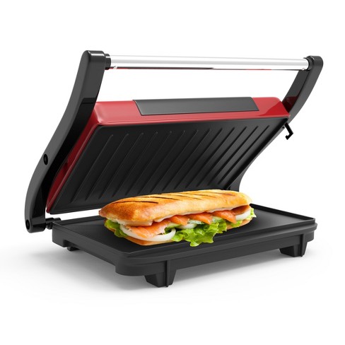 Homcom 3-in-1 Panini Press Grill, Stainless Steel Countertop Sandwich Maker  With Non-stick Double Plates And Removable Drip Tray, Silver / Black :  Target