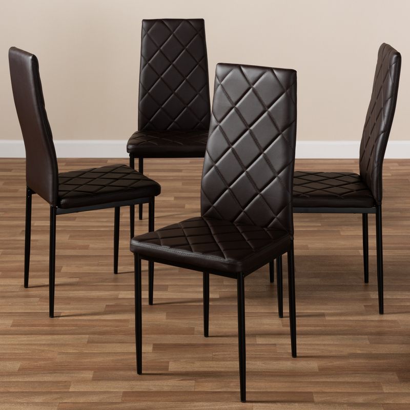 Set of 4 Blaise Modern and Contemporary Faux Leather Upholstered Dining Chairs - Baxton Studio, 5 of 7