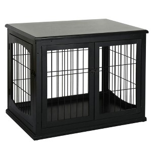 Resenkos Dog House, Pet House,Dog Cave,Dog Crate Furniture, Small Dog Cage End Table with Two Opening Sides, Lockable Door,Black - 1 of 1