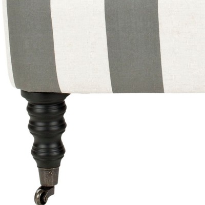 Contemporary Blue and White Striped Wood Accent Arm Chair