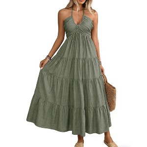 ruched bust summer dress Ruched Bust Tie Front Split Thigh Ruched Cami Dress, Blue / XS