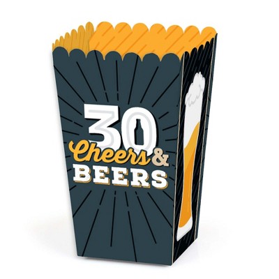 Big Dot of Happiness Cheers and Beers to 30 Years - 30th Birthday Party Favor Popcorn Treat Boxes - Set of 12