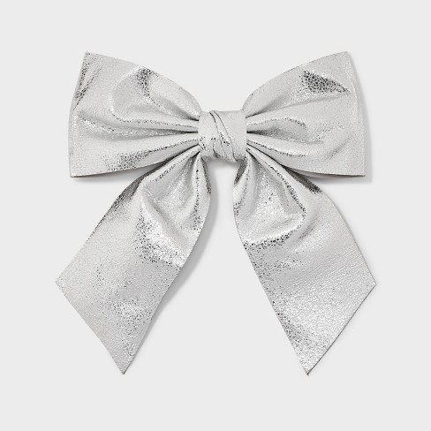 Pleather Bow Salon Hair Clip - Universal Thread™ Silver - image 1 of 3