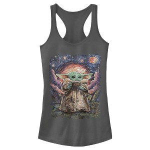 Juniors Womens Star Wars The Mandalorian The Child Starry Night Racerback Tank Top - 1 of 4