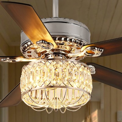 Kviflon 52" Crystal Ceiling Fan with Light,Modern Indoor and Outdoor Ceiling Fan,for Kitchen,Dining Room,Bedroom