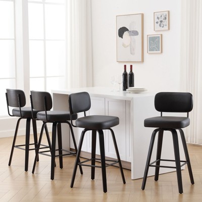 Bekrvio 29'' Swivel Counter Height Bar Stools, Upholstered Faux Leather