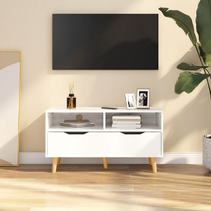 vidaXL TV Cabinet High gloss white Engineered wood 35.4 x 15.7 x 19.1 in - 1 of 2