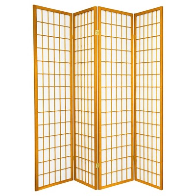 6 ft. Tall Window Pane Shoji Screen - Honey (4 Panels)