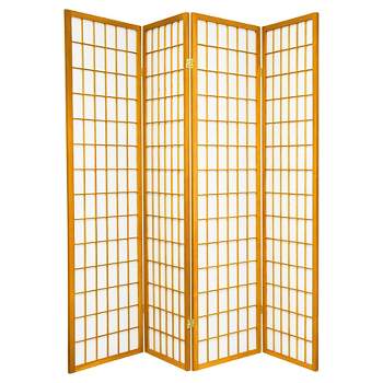 6 ft. Tall Window Pane Shoji Screen - Honey (4 Panels)
