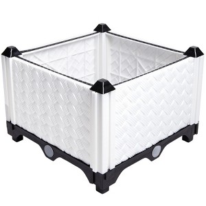 The Lakeside Collection Planter Garden Plastic 12 Inch Raised Self Watering Black Or White - 12" Raised Plastic Planter White - 1 of 3