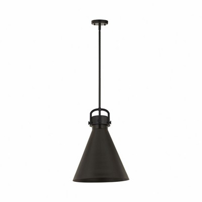 Newton Cone - 1 Light Stem Hung Pendant In Industrial Style-19.63 Inches Tall and 16 Inches Wide