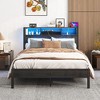 Metal Bed Frame With Storage Headboard,Platform Bed Frame With Charging Station,Sturdy Metal Slats Support,Noise Free - 2 of 4