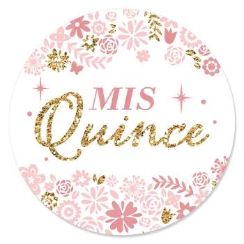 Big Dot of Happiness Mis Quince Anos - Quinceanera Sweet 15 Birthday Party Circle Sticker Labels - 24 Count