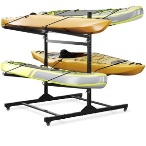 Coucheta Kayak Storage Rack for 2-6 Kayaks Freestanding Kayak Rack for Outdoor Storage with Movable Wheels, Heavy-Duty Steel Kayak Hanger Holder - 1 of 4