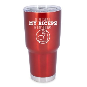 100 North 30 Ounce Stainless Steel On the Go Travel Tumbler With Push Top Lid, Biceps in Your Way Red - 1 of 4