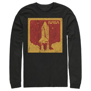 Men's NASA Red And Orange Rocket Launch Poster Long Sleeve Shirt - 1 of 3