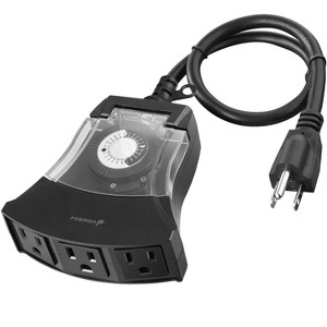 Fosmon Outdoor Timer For Outlet Waterproof, [ETL Listed] Outdoor Light Timer Outlet, Pool Pump Timer, 24 Hour Mechanical with 3 Grounded Outlets - 1 of 4