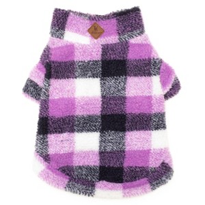 The Worthy Dog Plaid Quarter Zip Faux Shearling Pullover - 1 of 2