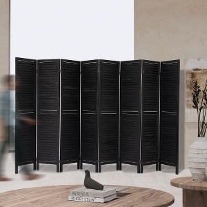5.6-Foot Tall 8-Panel Wooden Room Divider, Foldable Privacy Screen, Stand-Alone Blind Partition for Home Office, Dining, Bedroom - 1 of 4