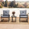 Resenkos 3-Piece Patio Furniture Set,Button Tufted Cushions, Rattan Rocking Chairs, Coffee Table, White - 4 of 4