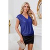 Womens V Neck Glitter Sequins Shirts Tops Cap Sleeve Modest Club Tops Sequins Party Shirts Party Tee Blouse Tops for Party - 3 of 4