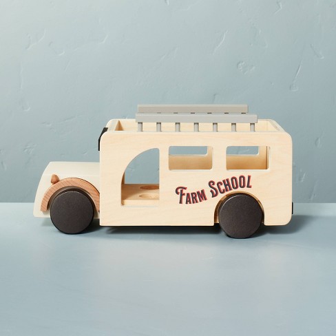 Hearth and Hand Magnolia Kids Wooden Farm Animal Bus School out for sale online 
