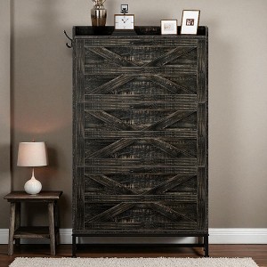 51" Tall Narrow Shoe Cabinet with 2 Drawers, Retro Entryway Shoe Storage Cabinet with Large Capacity for Hallway, Living Room, Balcony - 1 of 4