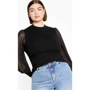 Women's Plus Size Tarynn Top - black | CITY CHIC - 1 of 4