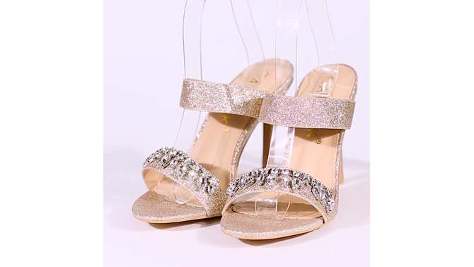 Allegra K Women's Glitter Rhinestone Stiletto Heels Sandals, 2 of 8, play video