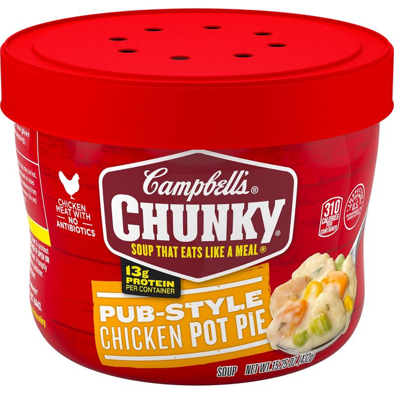 Campbell&#39;s Chunky Pub-Style Chicken Pot Pie Soup Microwaveable Bowl - 15.25oz, 1 of 9