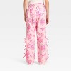 Wicked x Katie Kime Girls' Wide Leg Toile Printed Poplin Graphic Jogger Pants with Bow Detail - Light Pink - 2 of 3