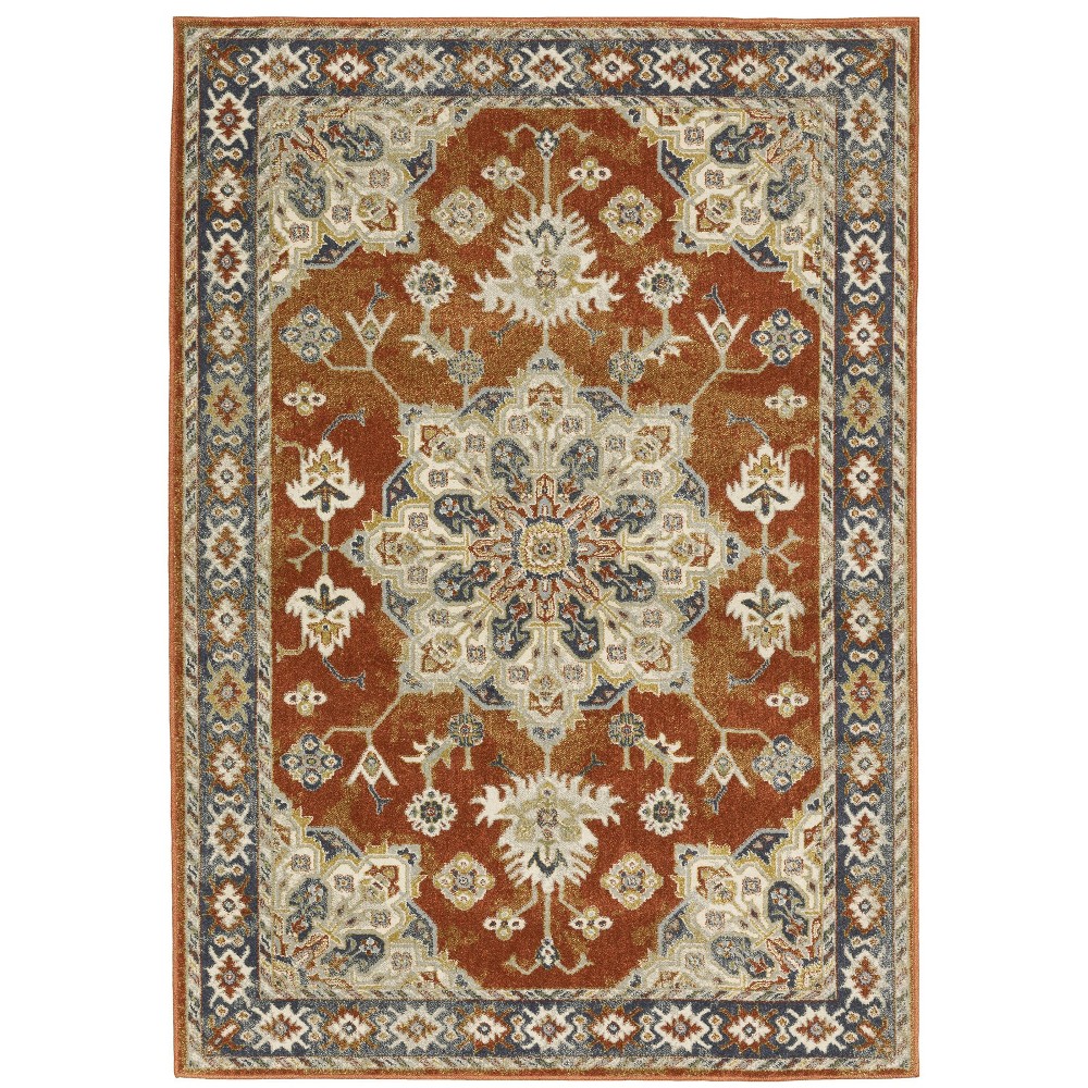 9'10inx12'10in Bryant Center Medallion Indoor Area Rug Rust/Beige - Captiv8e Designs