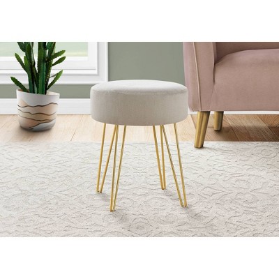 16" Round Upholstered Ottoman with Hairpin Metal Legs - EveryRoom