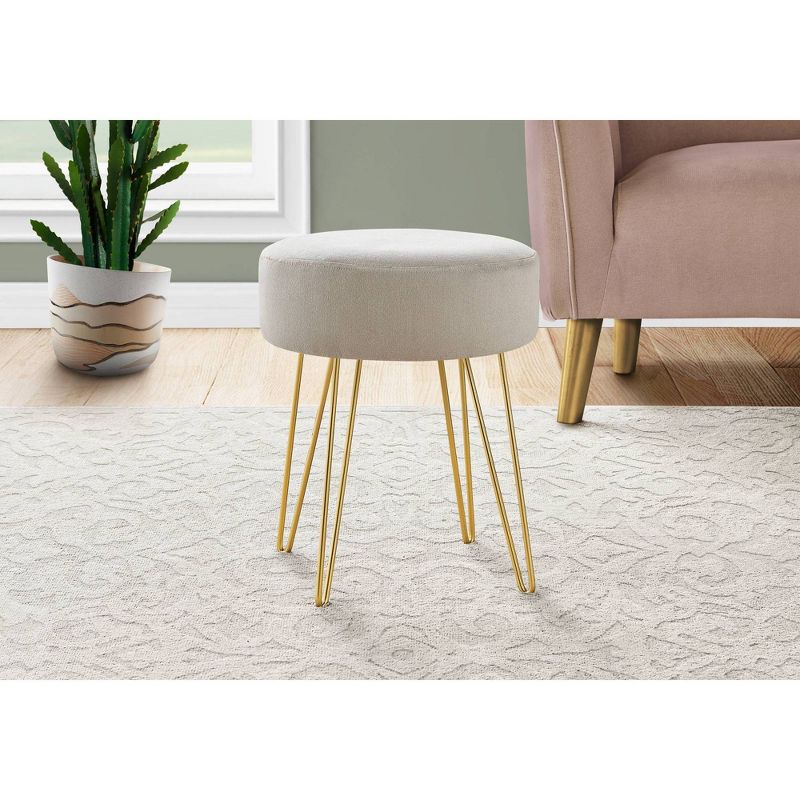 16" Round Upholstered Ottoman with Hairpin Metal Legs - EveryRoom, 2 of 6