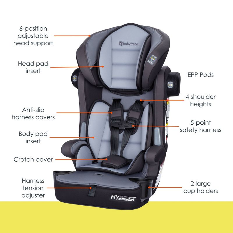 Baby Trend Hybrid SI 3-in-1 Combination Booster Seat with Side Impact Protection - Madrid Black, 3 of 21