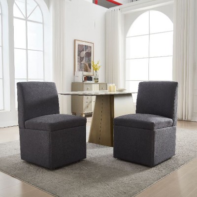CAVINAS 360 Degree Swivel Dining Chairs Set of 2, Upholstered Kitchen Chairs with Hidden Storage, High-Density Foam & Durable Wooden Frame
