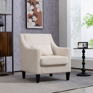 Modern Accent Chair,Upholstered Armchair with Scooped Arms for Bedroom - 1 of 4