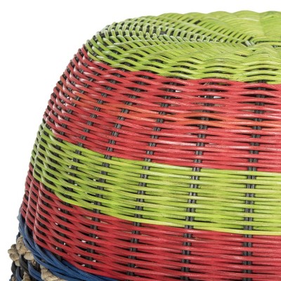 Transitional Round Wicker Barrel End Table in Multicolor
