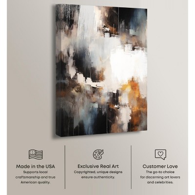 Abstract Waterfall Brown and White Canvas Wall Art, 24" x 16"