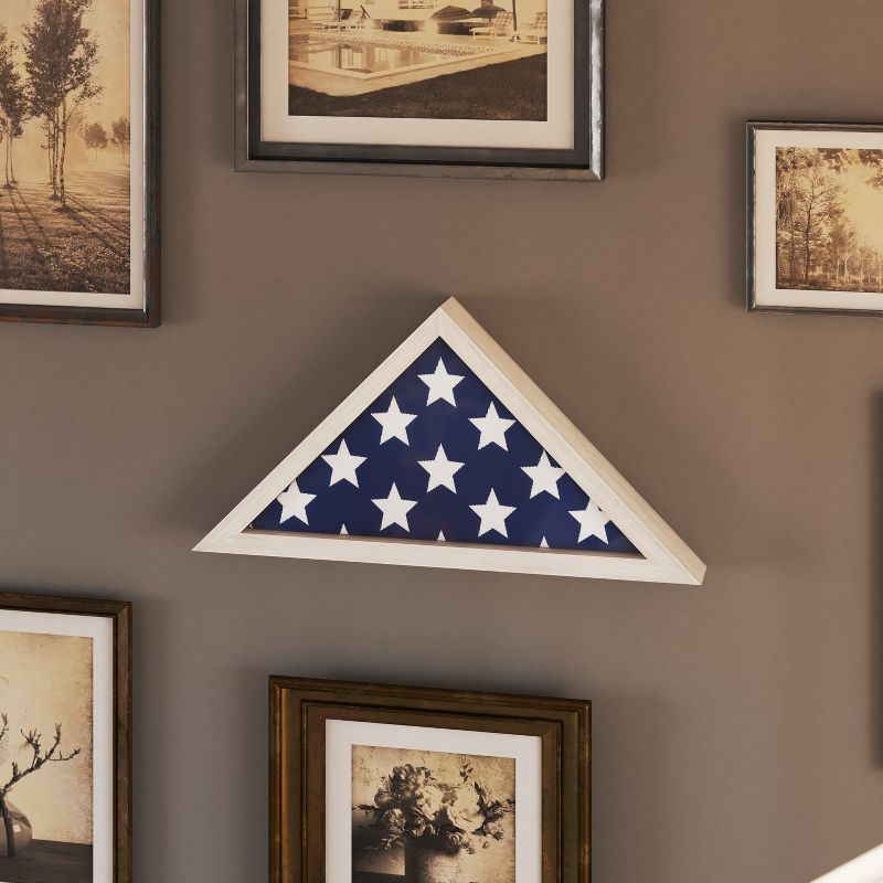 Merrick Lane Solid Wood Military Memorial Flag Display Case for 9.5' x 5' American Veteran Flag, 2 of 13
