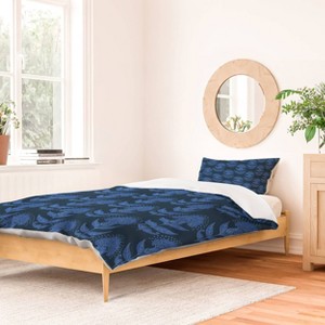 Deny Designs Schatzi Brown Aurelia Floral Blue Twin/Twin XL Duvet and Sham Set (2-3pc Set) - 1 of 4