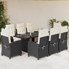 vidaXL Patio Dining Set with Cushions Table and Chair Furniture Poly Rattan - Black and Cream Glass 8 Piece - 2 of 4