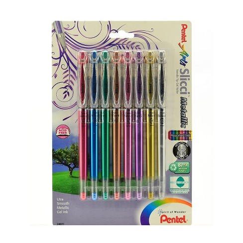 Pentel Slicci Metallic Gel Pens 0.8 Mm Extra Fine Point Assorted