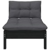 vidaXL Patio Middle Sofa - Comfortable with Cushions - Freestanding Black Garden Furniture - Solid Pinewood Construction - Flexible Modular Design - 2 of 4