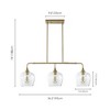 Rennnsan Carvia 36" W 3 -Light Glass Dimmable Modern Linear Kitchen Island Pendant in Black & Brass - 3 of 4